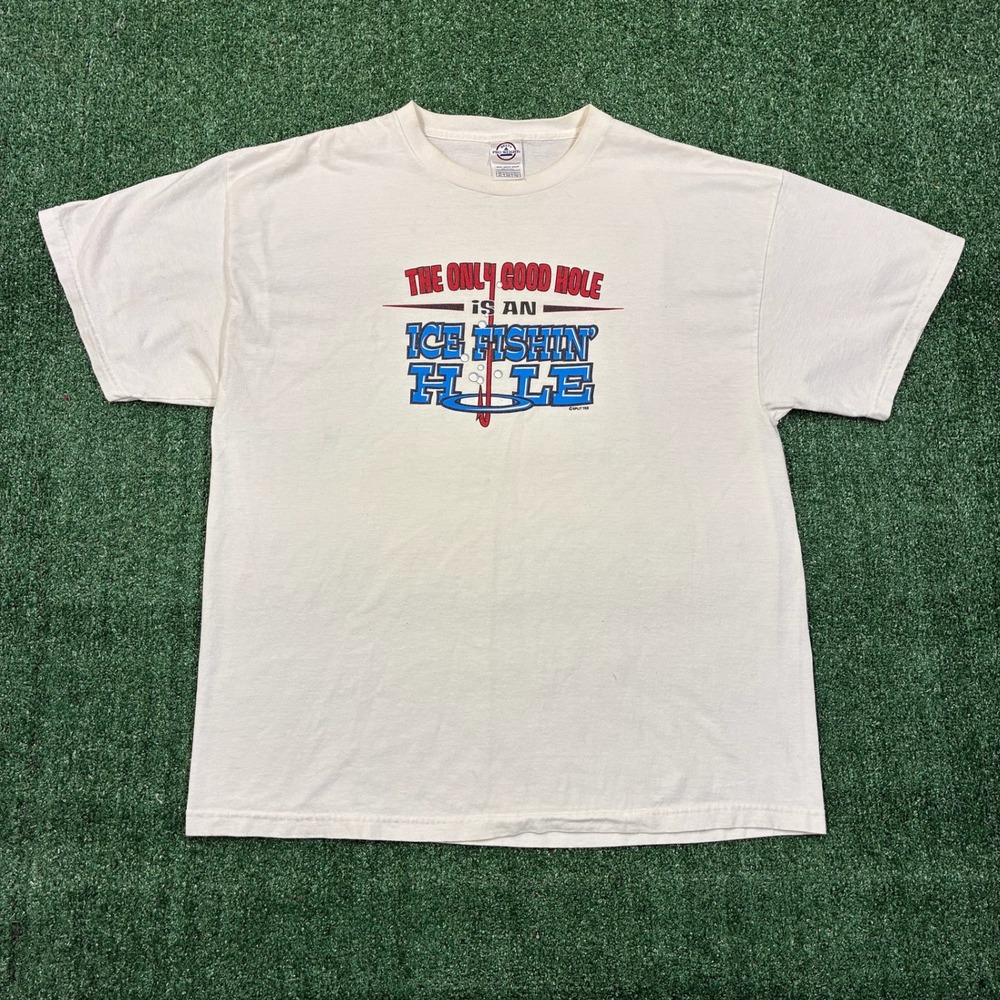 Y2K 2000's Ice Fishing Humor Novelty Graphic T-shirt